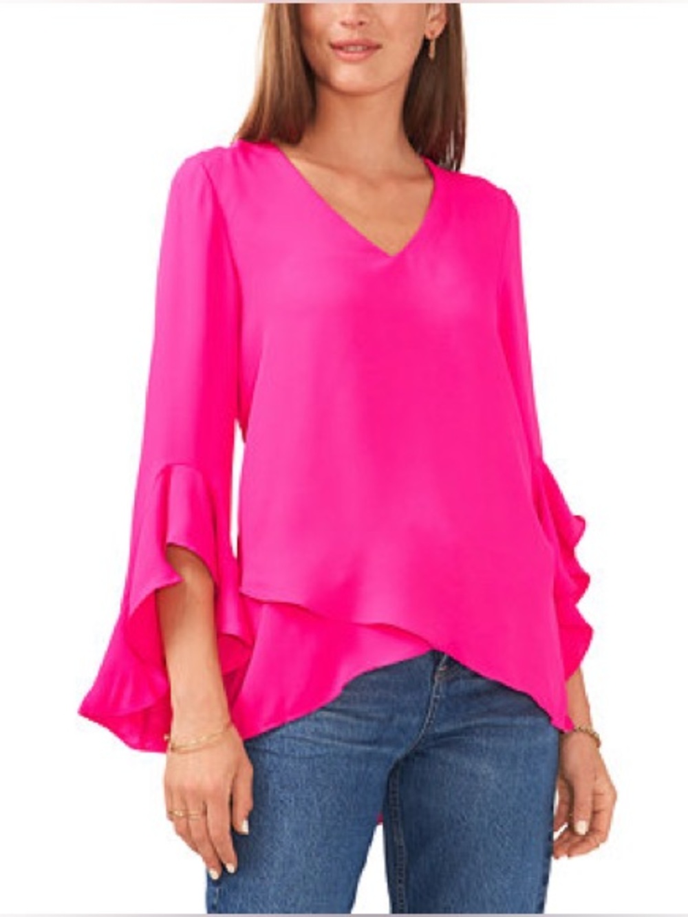 🆕 Vince Camuto Flutter Sleeve V-Neck Blouse 3X MSRP $99